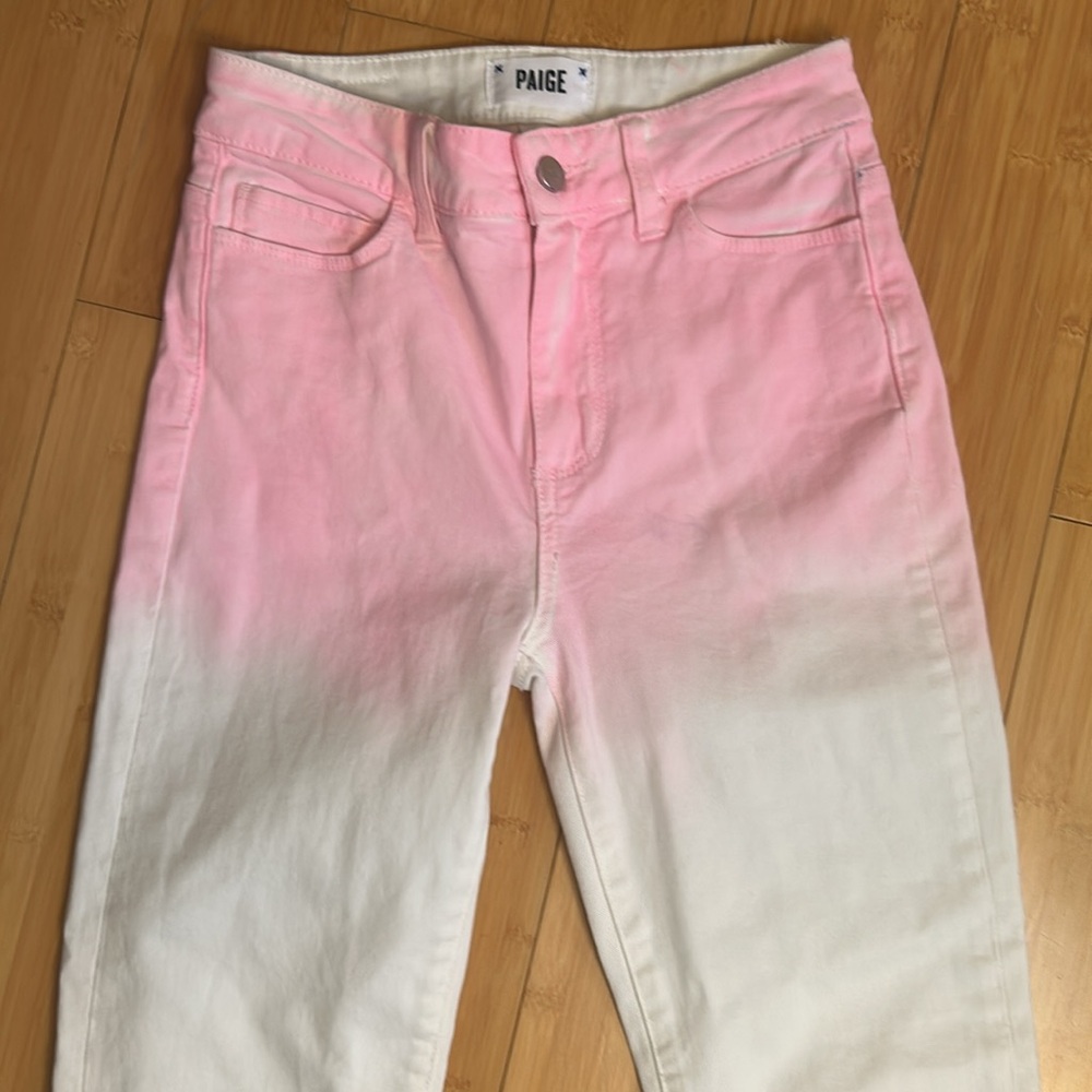 PAIGE 3 Color Hoxton Slim Ankle Denim Jeans, Pink White & Blue women’s 25 - Picture 3 of 13